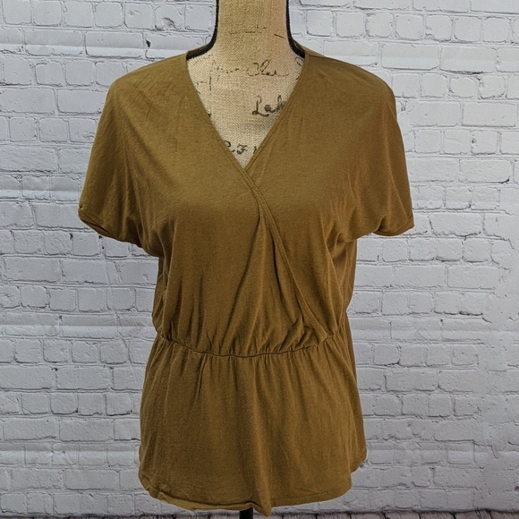 J. Crew Tops - J. Crew Brown Faux Wrap Top Medium